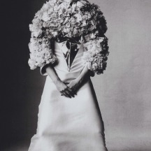 Ghesquière’s reimagination of a Cristóbal wedding gown from 1968: a petal gazar pilote dress with silver serpent detail and silk organza collar.